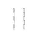 Boucles d'oreilles pendantes en argent sterling S925 avec cinq maillons ovales polis - Plaqué Platine Chaîne
