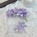 Elegant purple flower hair claw clip with pearl pendant accessory for women spring style - Purple Camellia Hair Clip
