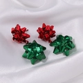 Christmas bow knot earrings in glossy red and green metallic lacquer finish - 68. Iron Flower Earrings
