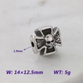 Silver skull cross spacer bead 14x12.5mm for DIY hip-hop jewelry making in steel - Skull Cross Style (KLJ9082-KJX)
