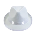 Chistera blanca clásica para magos con cinta de satén a juego y textura de fieltro - Adult-59cm / Sombrero Fedora - Blanco