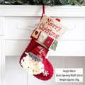 Large Christmas stocking with Santa Claus 3D design and rustic burlap cuff, size 48x23cm - Patterned Stocking Santa Claus