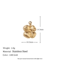 14K gold plated stainless steel four-leaf flower charm pendant with dimensions - Flower Petal Pendant - Gold