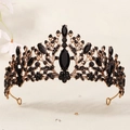 Vintage black and gold gothic crown headpiece with sparkling crystals for Halloween - Gold/Marquise Black Rhinestone