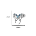 Silver bow cartilage piercing with blue and clear zircons, size 1.12cm by 1.03cm - Silver #6