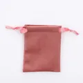 Detailed view of pink velvet drawstring pouch with smooth ribbon for jewelry storage - Dusty Pink