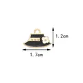 Black enamel hat jewelry charm with gold trim and white flower detail, size 1.7x1.2cm - Black Hat (1.7CM×1.2CM)
