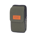 Armeegrüne Canvas-Gürteltasche für Herren mit Doppelreißverschluss und Gürtelschlaufe - Grün Vertikal 2 Schichten / 18*10*4cm