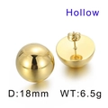 Hollow 18K gold plated stainless steel 18mm hemisphere stud earrings for women - 18mm Gold