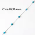 Catena in acciaio inossidabile fatta a mano con pietre blu da 4mm e perline per gioielli DIY - 1# Catena (4mm) / Argento + Perline Blu Cielo
