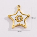 Sternanhänger mit 14K Goldbeschichtung, weißem Emaille und Kristall, Größe 15mm x 15mm - Stern