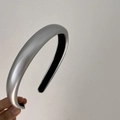 Detail of silver metallic headband showing smooth texture and high-gloss finish - Narrow Style / Silver Gray