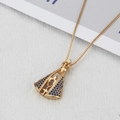 Collier doré en forme de cloche orné de zircons bleu foncé avec chaîne vénitienne - Notre-dame-na12-3