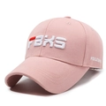 Pink cotton baseball cap with white FBXS 3D embroidery and side lettering - Pink