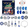 Blue Christmas advent calendar gift set with 24 DIY charm bracelet beads and jewelry - Blue Vertical Box SDT057-2