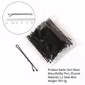 Black wavy metal hair clips 5cm length 50 pieces set made of 1.1 steel wire - 5cm Wavy-Bag Pack (50pcs) / Black