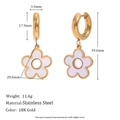 Chic 18K gold plated stainless steel hollow flower heart charm hoop earrings for women - Hollow Shell Pendant Chunky Hoop Earrings - Gold Flower