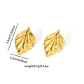 Detailansicht der 18K Goldblatt-Ohrringe mit 3,4 cm Größe und 9,7 g Gewichtsangaben - Texturiertes Blatt Stil (0688)