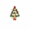 Christmas tree brooch with green enamel, golden base, and sparkling red rhinestones - Gold Colorful Christmas Tree