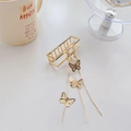 Elegant gold butterfly tassel hair claw clip with metallic finish and pearl accents - Model D Gold 7cm