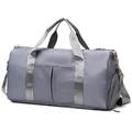 Large grey yoga fitness travel bag made of waterproof nylon with shoe compartment - Gray