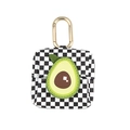 Mini pochette pour écouteurs en cuir microfibre à damier avec charm avocat et mousqueton doré - Avocat