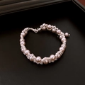 Detail of elegant pearl bracelet with crystal spacers on a dark luxury display - 4# Bracelet-Silver-Pink