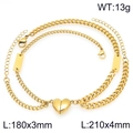 Bracciali di coppia cuore magnetico in acciaio inossidabile dorato con targhette piane - Set Oro (KB208378-Z) / Oro