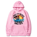 Pink Gulf of Mexico 1672 beach hoodie with vintage truck and palm tree print design - S / Pink