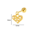 Goldener Herz-Piercingstecker mit funkelnden Zirkonia-Steinen, Größe 0,7x0,6 cm - Perlenherz (2640-5#) / Gold