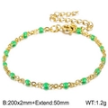 Minimalist gold titanium steel chain bracelet with green resin beads and adjustable extender - 200*2mm (Bracelet) / Green