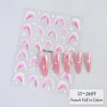 Detail of SD-2649 nail stickers featuring pink French gradient style with bow accents - Pink French Ruffle (SD-2649)