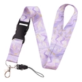 Purple marble pattern lanyard with silver metal clasp and black safety buckle for ID cards - Purple Marble / Lanyard Only