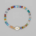 Bracciale in cristallo colorato con ciondolo a lettera J dorata in stile boho - Lettera J