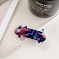 Cute acetate hair clip featuring a purple and blue tricolor cat design with gold details - Purple