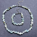 Amazonite style raw stone necklace and bracelet set with silver lobster clasp - Bracelet / Amazonite