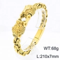 Bracciale bizantino da uomo in acciaio inossidabile dorato con due teste di leone 68g - Oro
