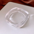 Macro view of transparent acrylic square bangle with a smooth polished texture - Clear Geometric Resin Square Bangle (15#)