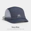 Navy blue five-panel quick-dry baseball cap with mesh panels and adjustable cord - Adjustable (55-59cm) / Navy Blue