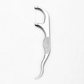 304 stainless steel dental floss pick with ergonomic curved anti-slip metal handle - Dental Floss Stick / Silver