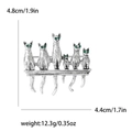 Spilla vintage a forma di gatto in lega argentata con occhi in strass, 4,8x4,4cm - Argento
