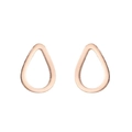Detailed view of polished rose gold teardrop earrings with a hollow minimalist design - 423 Waterdrop / Rose Gold