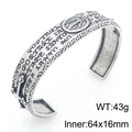 Vintage silver steel cross cuff bracelet for men with religious carvings and 43g weight - Virgin Mary Scripture Style (KB209295-LU)