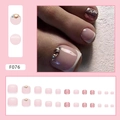 French glitter pink foot press-on nails with rhinestone and shimmer accents - Pink Shiny Rhinestone Style (F076) / Glue Type / Pink
