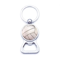 Metal volleyball bottle opener keychain with durable silver ring and creative sports design - White Volleyball Style (XSWX5575-6)