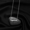 Silver Capricorn constellation necklace with artistic font on smooth pebble stone - Capricorn Steel
