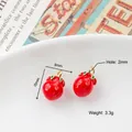 Cute tomato enamel alloy pendant charm for DIY earring jewelry making with green leaf detail - 47# Cherry Tomato/Strawberry