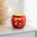 7cm red Christmas glass candle holder with golden snowflake patterns and warm light - Style B / Red