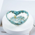 Heart-shaped resin tray with blue turquoise stones and gold foil flakes detail - 13 Turquoise + Gold Foil