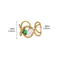 Anello dorato a corda con gemma verde smeraldo e perle bianche, altezza 11 mm totale - Corda Attorcigliata Perla Pietra Verde (JZ7166)